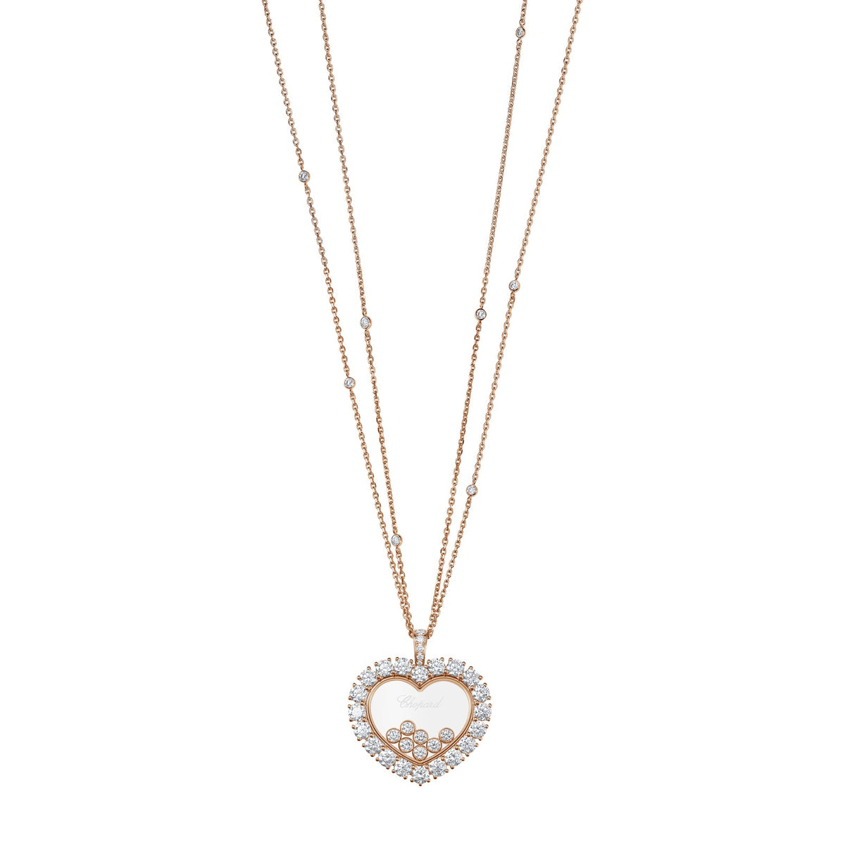 Chopard Happy Diamonds pendant in 18k ethical rose gold with moving diamonds