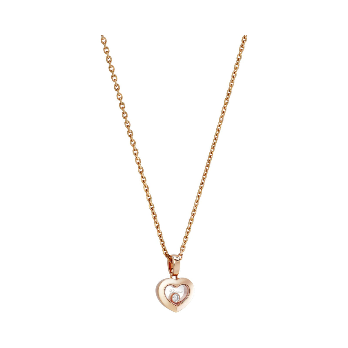 Chopard Happy Diamonds pendant in 18k ethical rose gold with moving diamonds, view 2
