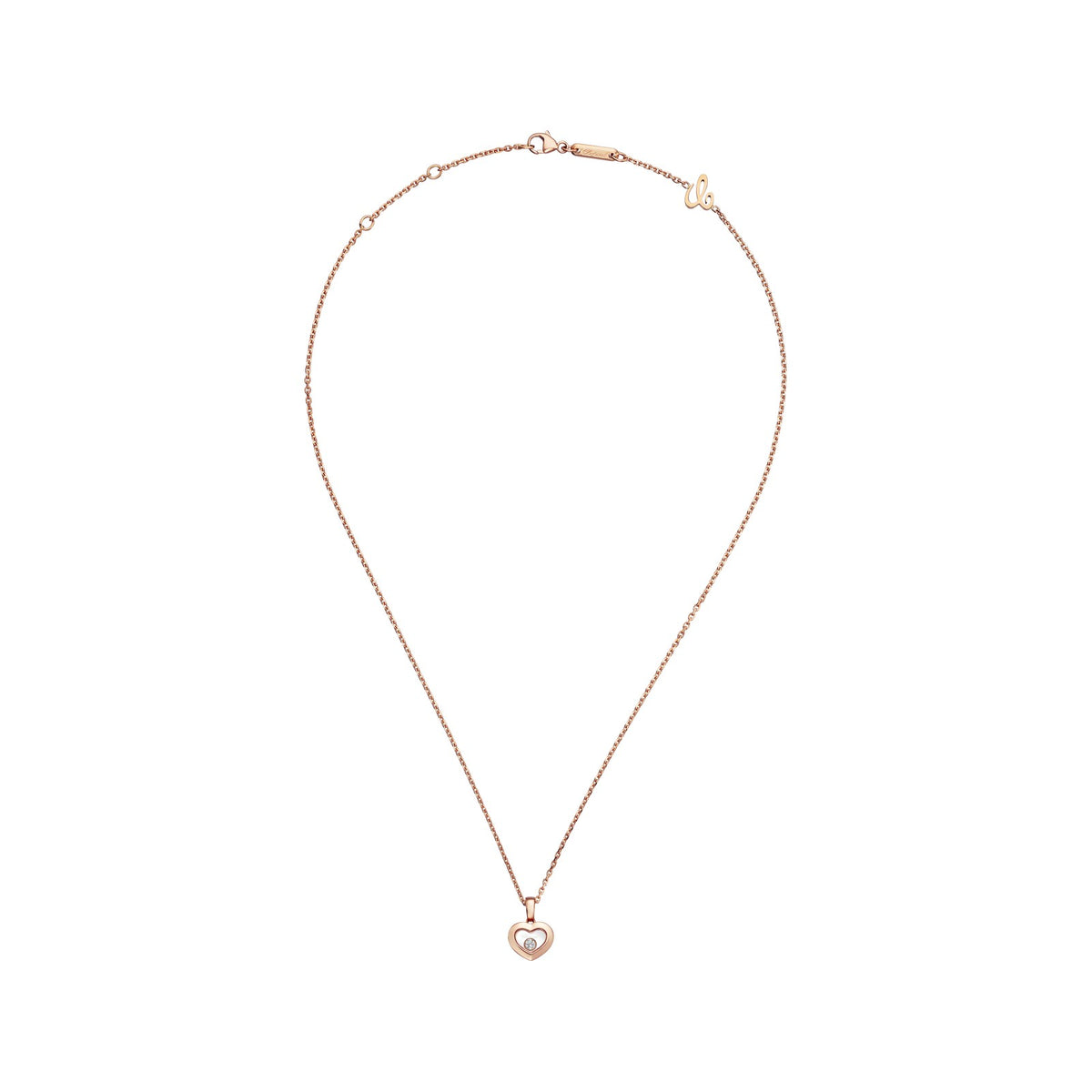 Chopard Happy Diamonds pendant in 18k ethical rose gold with moving diamonds, view 3