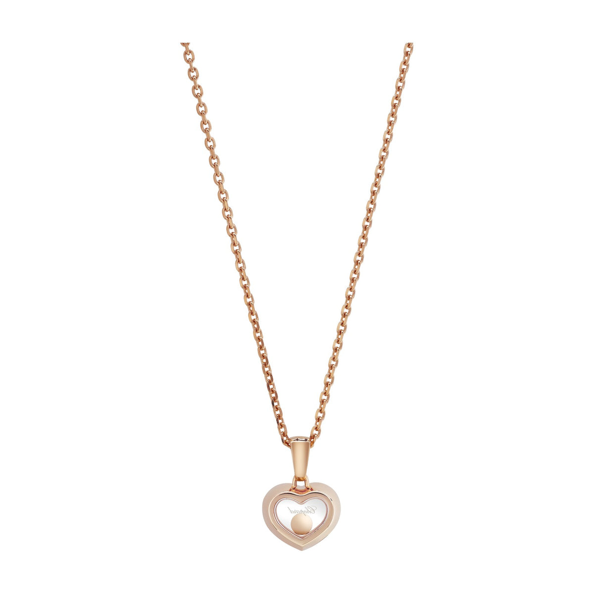 Chopard Happy Diamonds pendant in 18k ethical rose gold with moving diamonds, view 4