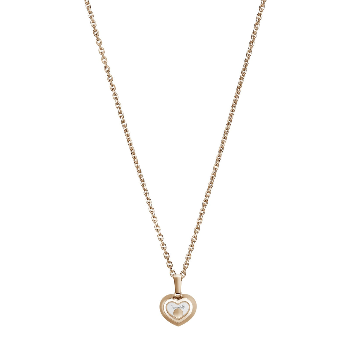 Chopard Happy Diamonds pendant in 18k ethical rose gold with moving diamonds, view 4