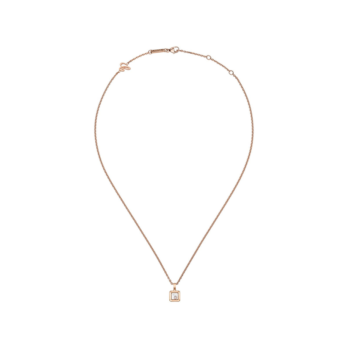 Chopard Happy Diamonds pendant in 18k ethical rose gold with moving diamonds, view 3