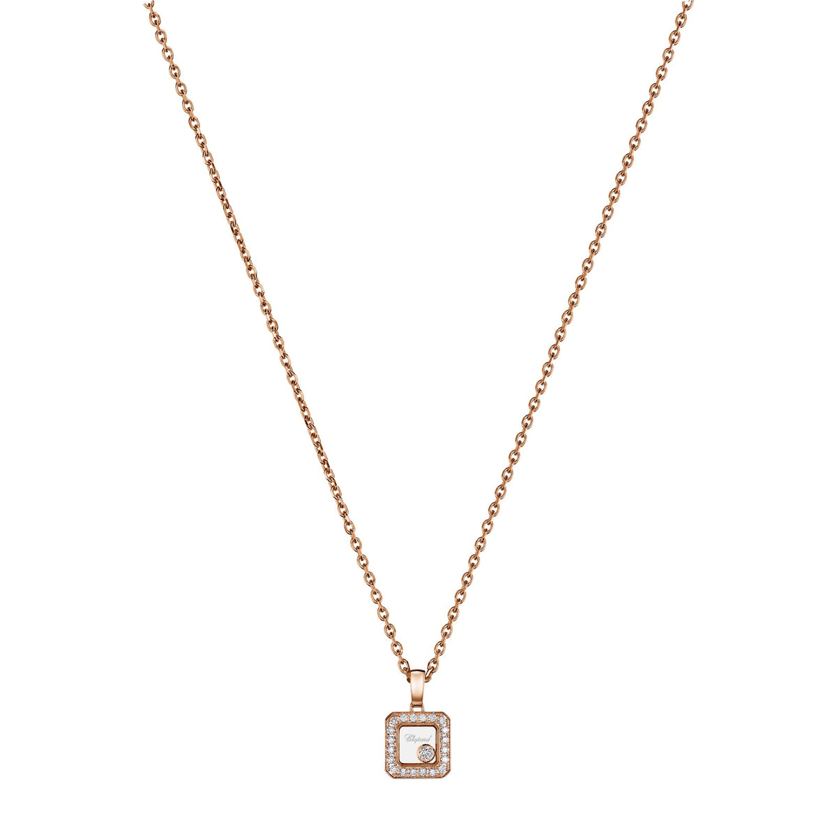 Chopard Happy Diamonds pendant in 18k ethical rose gold with moving diamonds