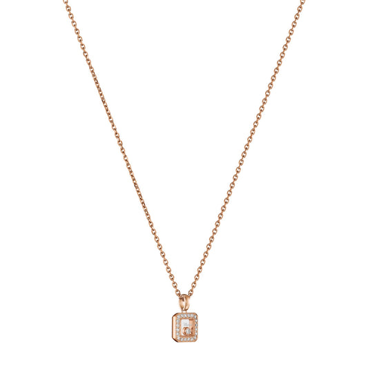 Chopard Happy Diamonds pendant in 18k ethical rose gold with moving diamonds, view 2