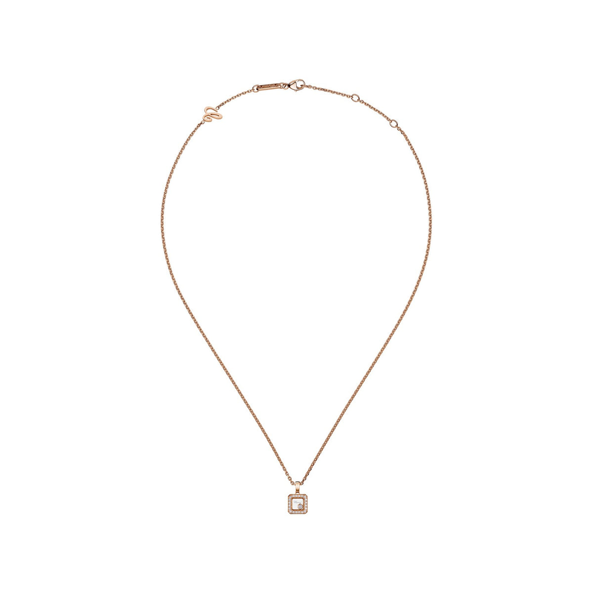 Chopard Happy Diamonds pendant in 18k ethical rose gold with moving diamonds, view 3