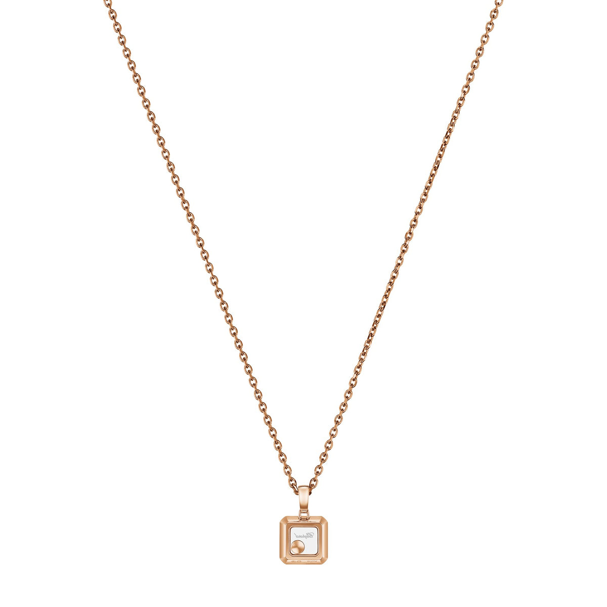 Chopard Happy Diamonds pendant in 18k ethical rose gold with moving diamonds, view 4