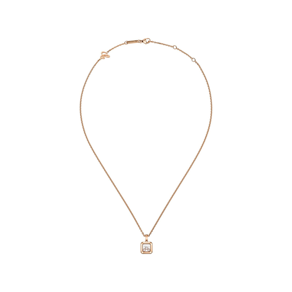 Chopard Happy Diamonds pendant in 18k ethical rose gold with moving diamonds, view 3