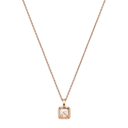 Chopard Happy Diamonds pendant in 18k ethical rose gold with moving diamonds, view 4