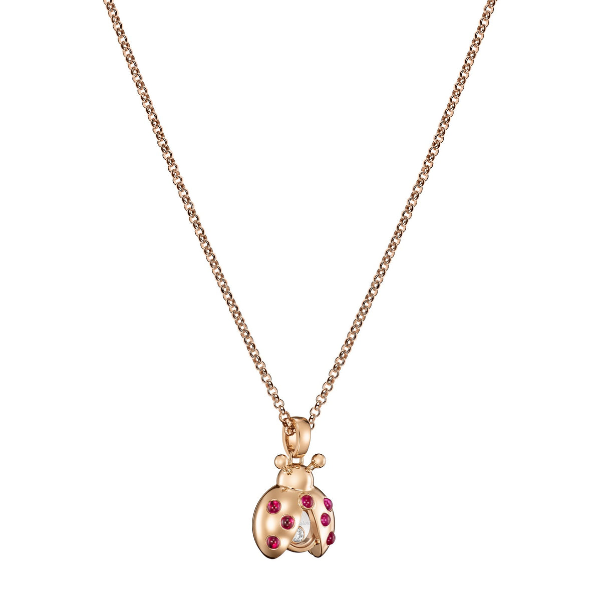 Chopard Happy Diamonds pendant in 18k ethical rose gold with moving diamonds, view 2