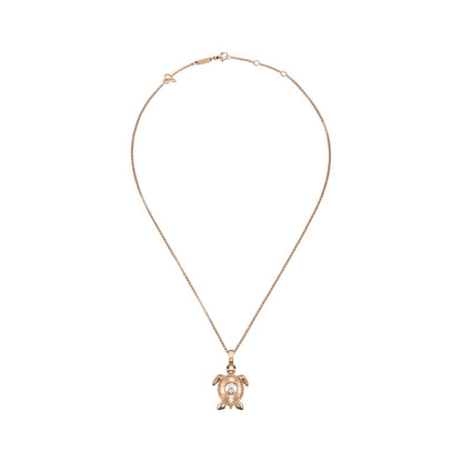 Chopard Happy Diamonds pendant in 18k ethical rose gold with moving diamonds and sapphires, view 3