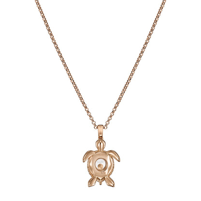 Chopard Happy Diamonds pendant in 18k ethical rose gold with moving diamonds and sapphires, view 4