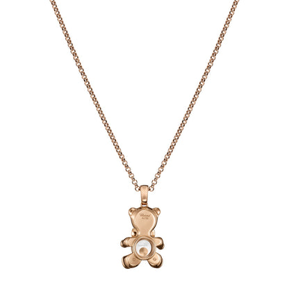 Chopard Happy Diamonds pendant in 18k ethical rose gold with moving diamonds and rubies, view 4