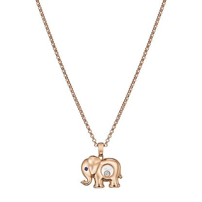 Chopard Happy Diamonds pendant in 18k ethical rose gold with moving diamonds and sapphires
