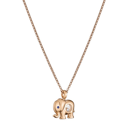 Chopard Happy Diamonds pendant in 18k ethical rose gold with moving diamonds and sapphires, view 2