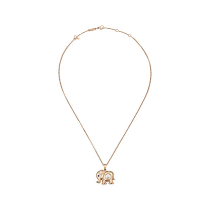Chopard Happy Diamonds pendant in 18k ethical rose gold with moving diamonds and sapphires, view 3