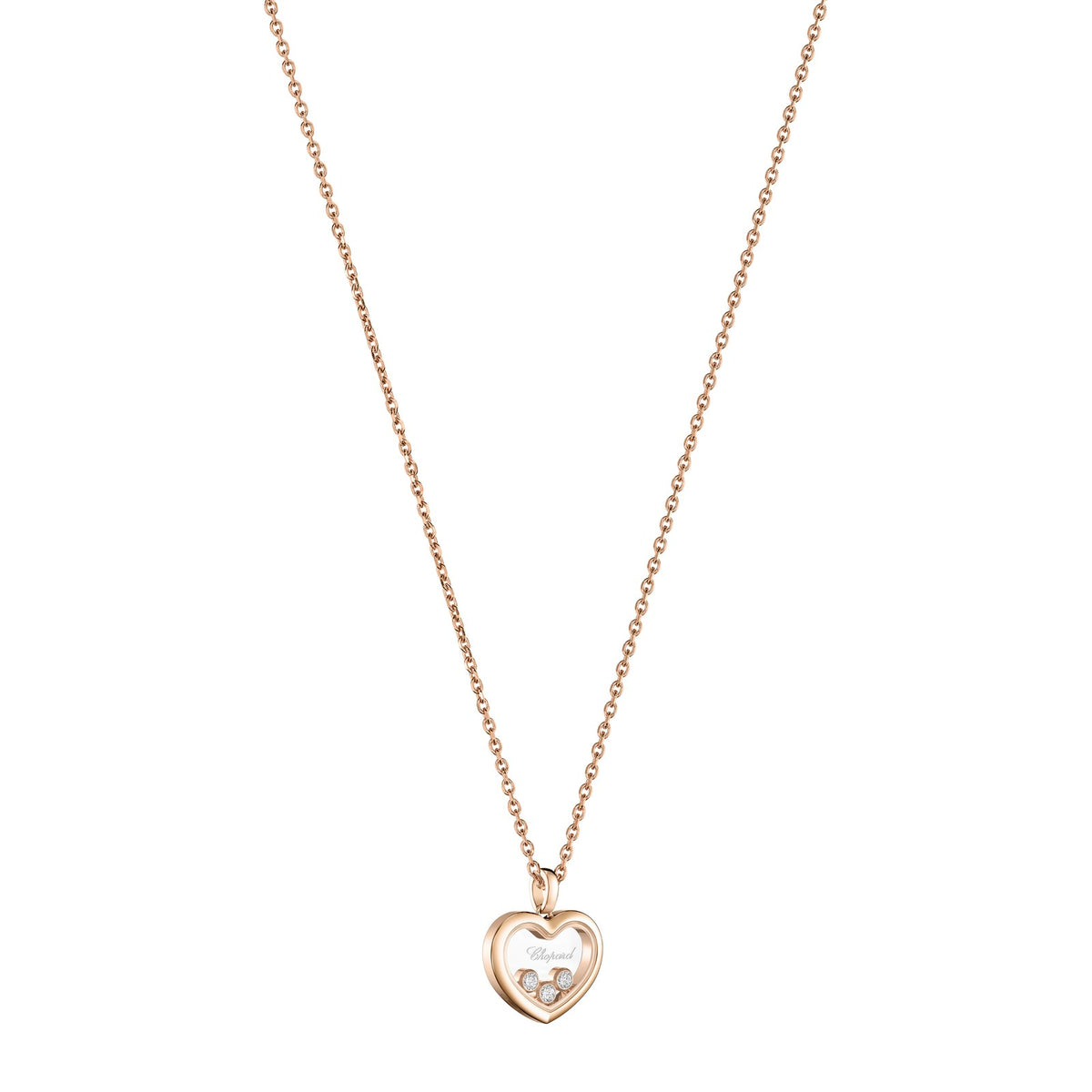 Chopard Happy Diamonds pendant in 18k ethical rose gold with diamonds, view 2