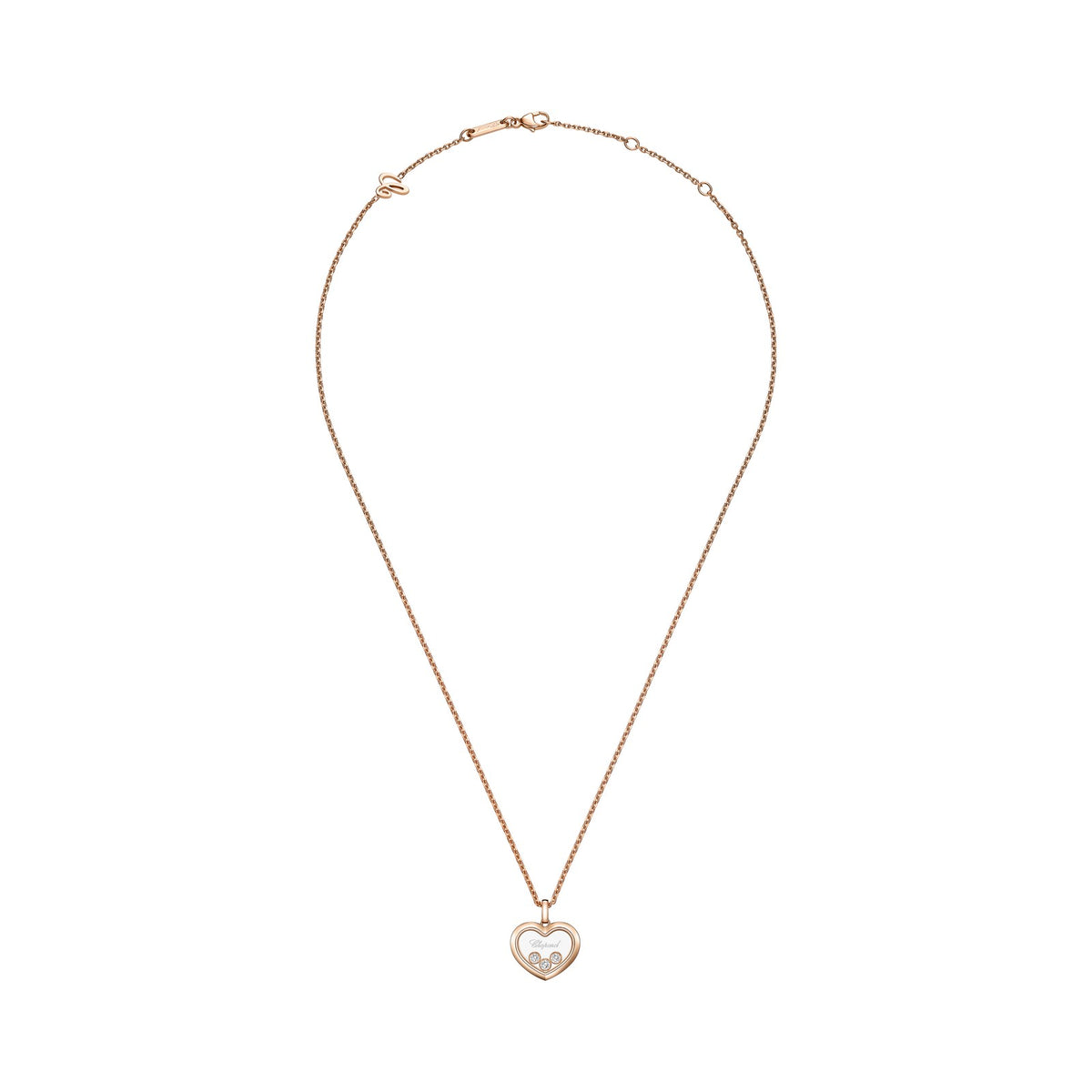Chopard Happy Diamonds pendant in 18k ethical rose gold with diamonds, view 3