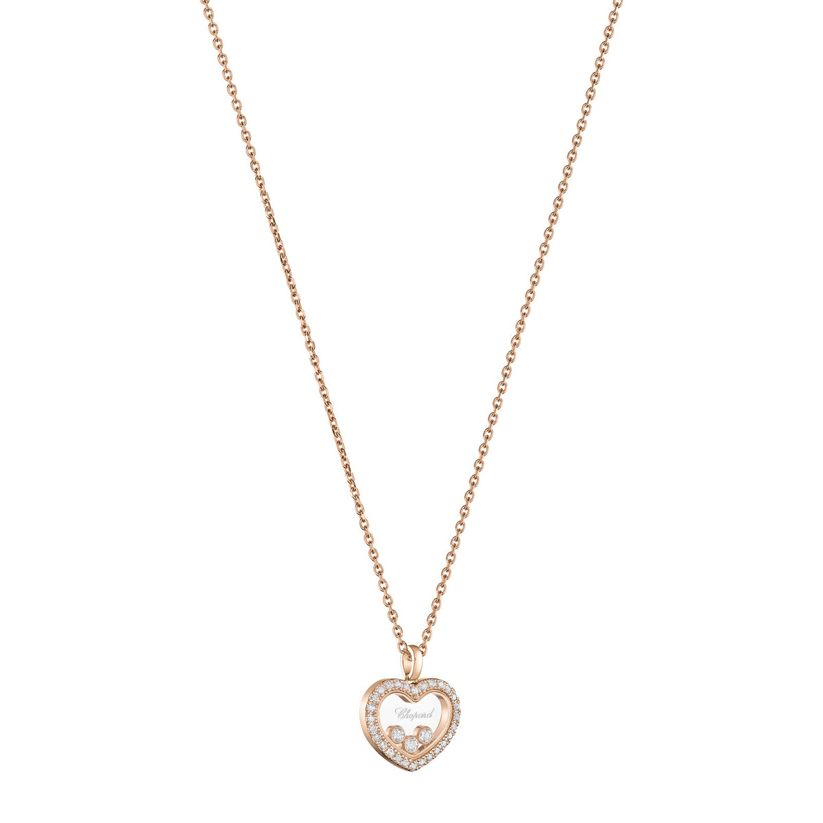 Chopard Happy Diamonds pendant in 18k ethical rose gold with diamonds, view 2