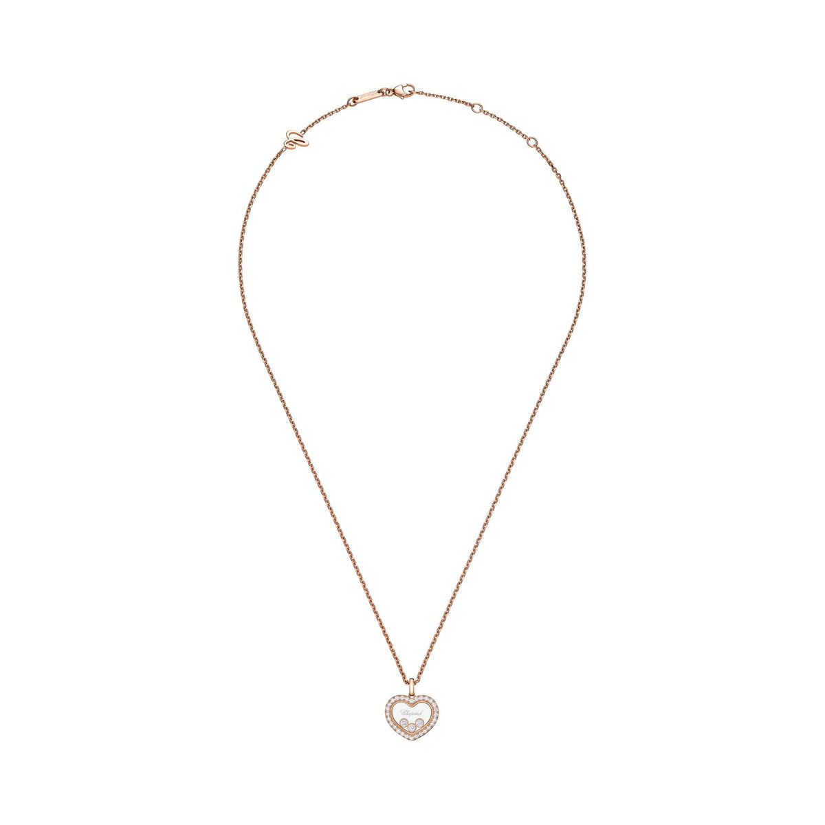 Chopard Happy Diamonds pendant in 18k ethical rose gold with diamonds, view 3