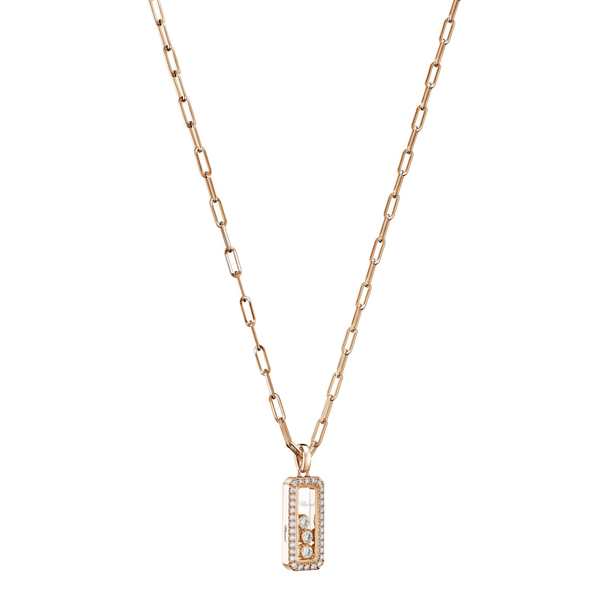 Chopard Happy Diamonds pendant in 18k ethical rose gold with diamonds, view 2