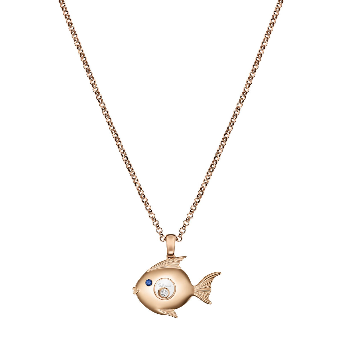 Chopard Happy Diamonds pendant in 18k ethical rose gold with diamonds and sapphires