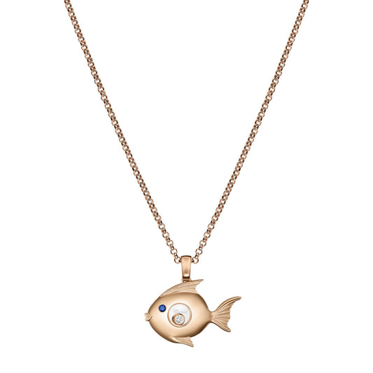 Chopard Happy Diamonds pendant in 18k ethical rose gold with diamonds and sapphires