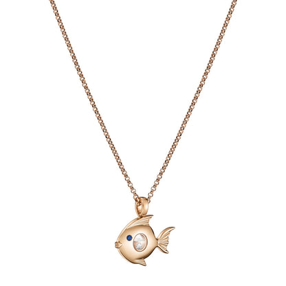 Chopard Happy Diamonds pendant in 18k ethical rose gold with diamonds and sapphires, view 2