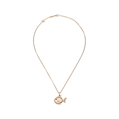 Chopard Happy Diamonds pendant in 18k ethical rose gold with diamonds and sapphires, view 3