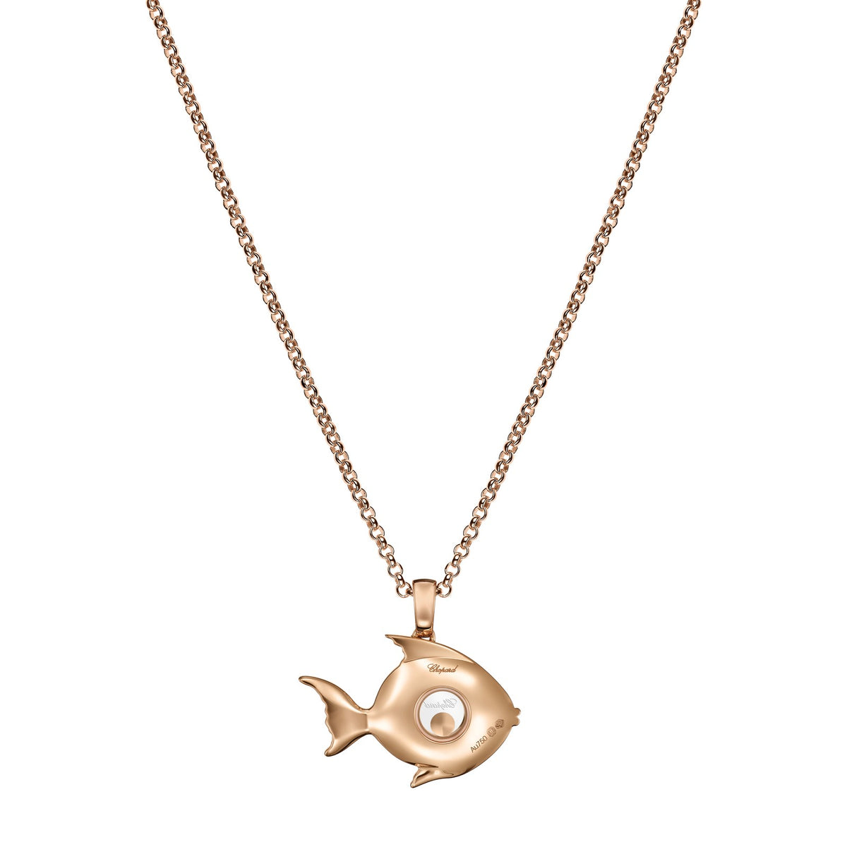 Chopard Happy Diamonds pendant in 18k ethical rose gold with diamonds and sapphires, view 4