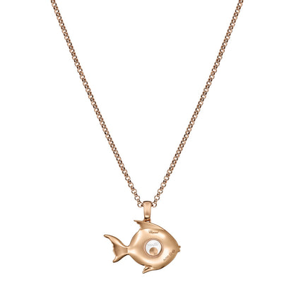 Chopard Happy Diamonds pendant in 18k ethical rose gold with diamonds and sapphires, view 4