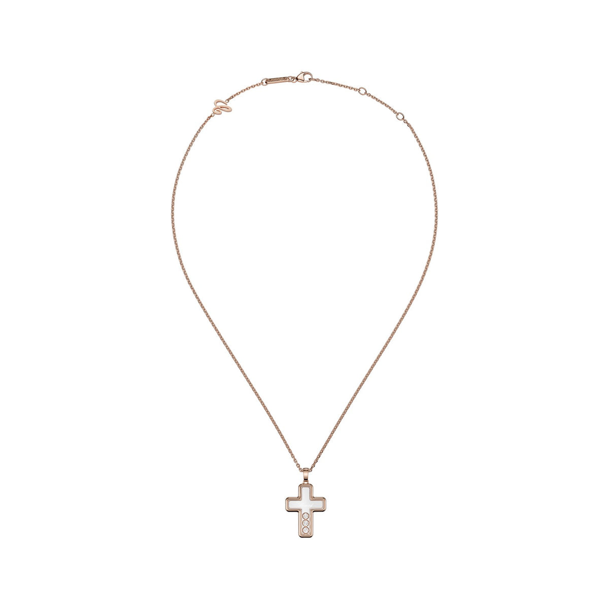 Chopard Happy Diamonds pendant in 18k ethical rose gold with moving diamonds, view 3