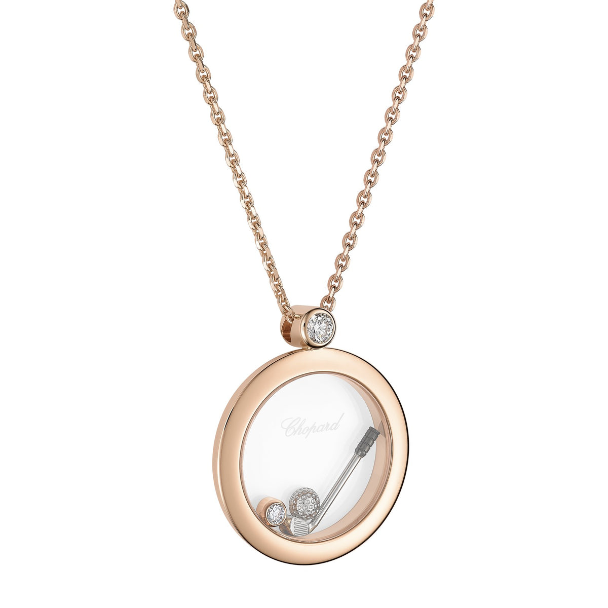 Chopard Happy Diamonds pendant in 18k ethical rose gold with diamonds, view 2