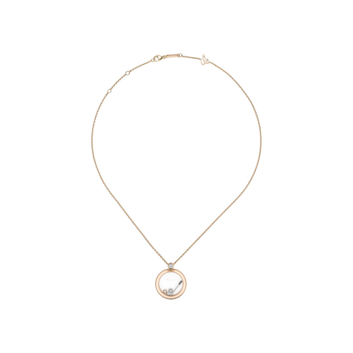 Chopard Happy Diamonds pendant in 18k ethical rose gold with diamonds, view 3
