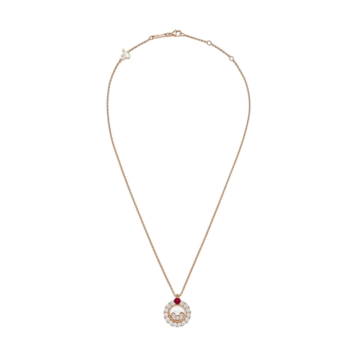Chopard Happy Diamonds pendant in 18k ethical rose gold with diamonds, view 3