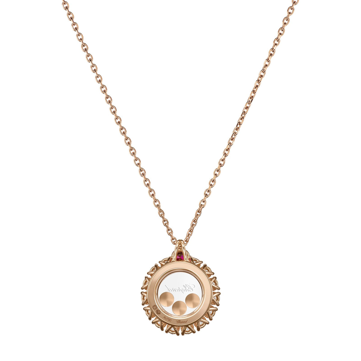 Chopard Happy Diamonds pendant in 18k ethical rose gold with diamonds, view 4