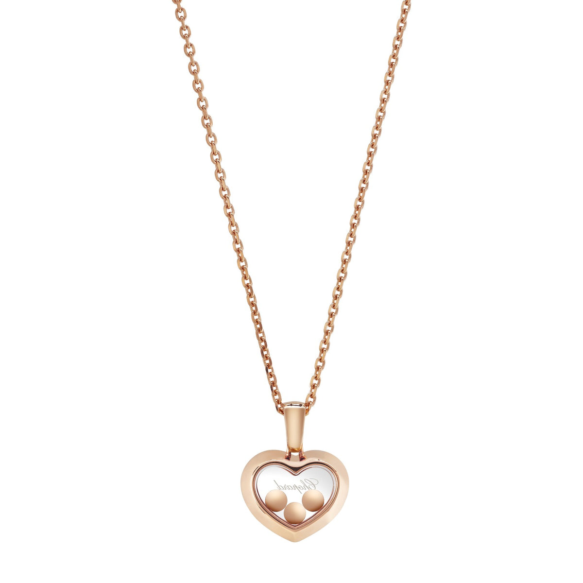 Chopard Happy Diamonds pendant in 18k ethical rose gold with moving diamonds, view 4