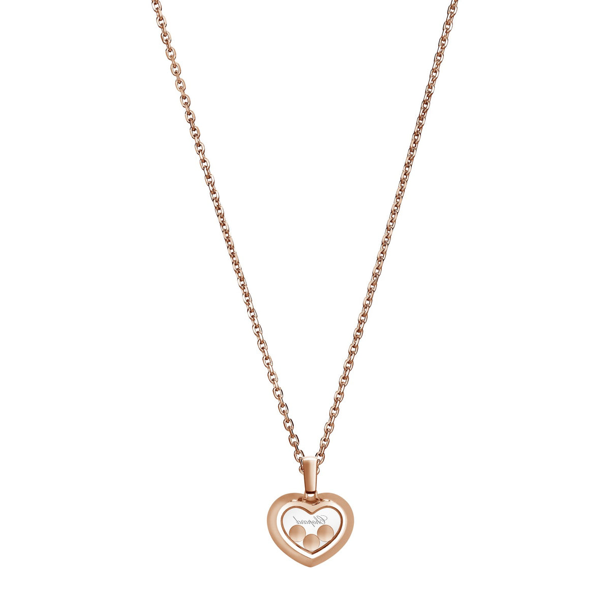 Chopard Happy Diamonds pendant in 18k ethical rose gold with moving diamonds, view 4