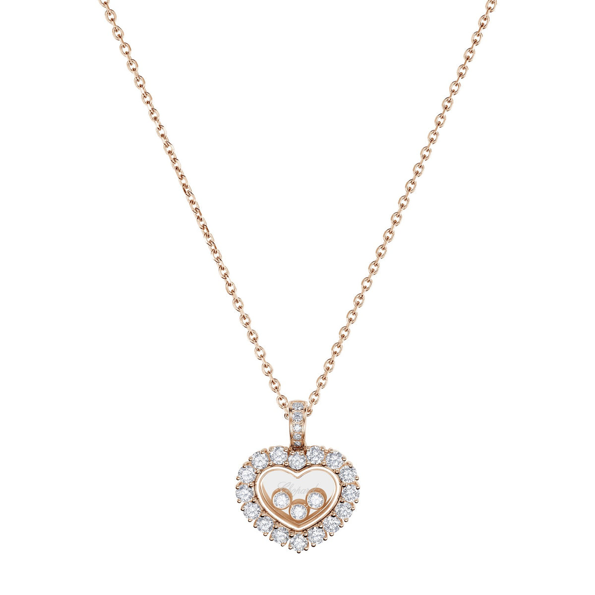 Chopard Happy Diamonds pendant in 18k ethical rose gold with moving diamonds