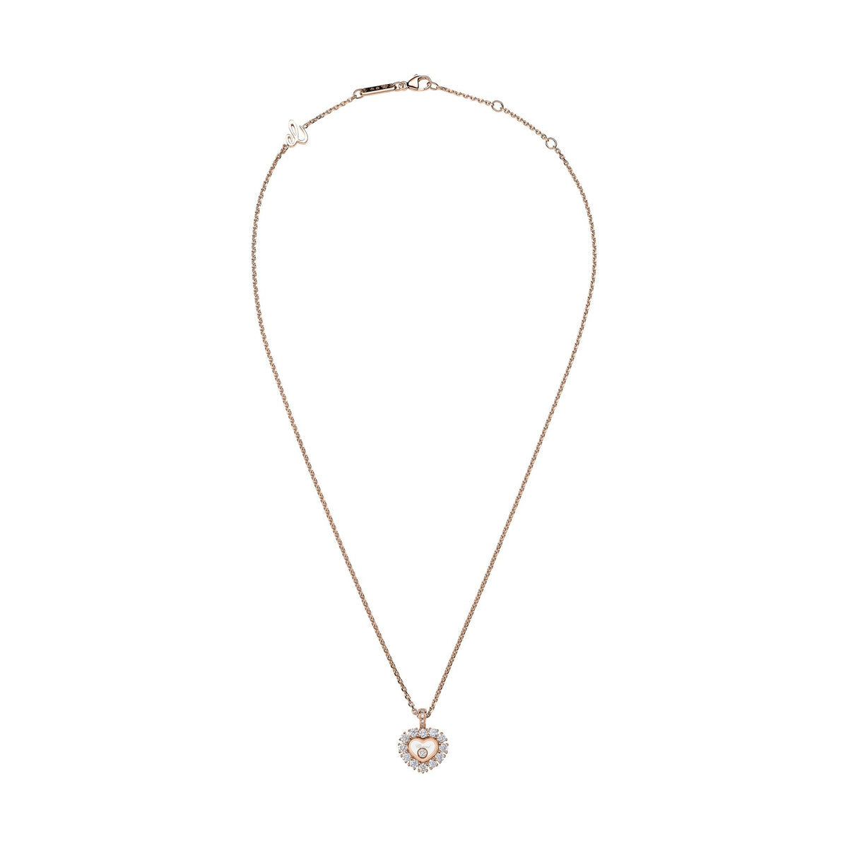 Chopard Happy Diamonds pendant in 18k ethical rose gold with moving diamonds, view 3