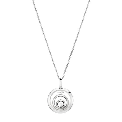 Chopard Happy Diamonds pendant in 18k ethical white gold with moving diamonds view 4