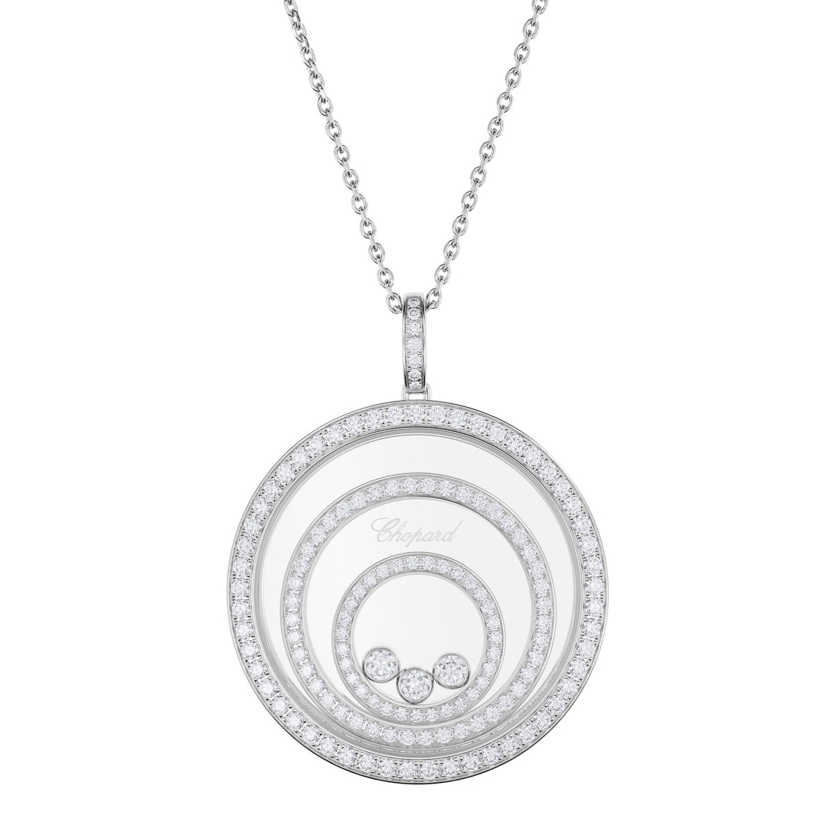 Chopard Happy Diamonds pendant in 18k ethical white gold with moving diamonds