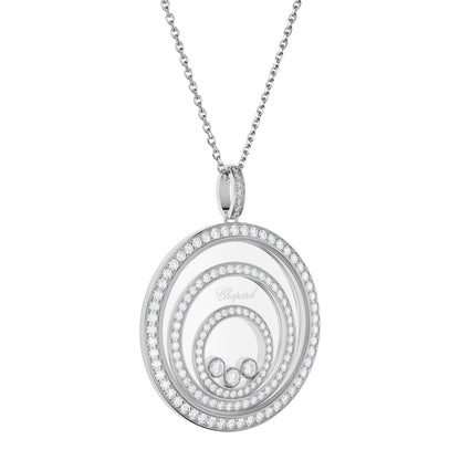 Chopard Happy Diamonds pendant in 18k ethical white gold with moving diamonds view 2