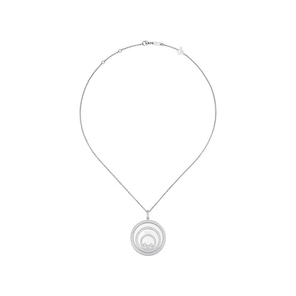 Chopard Happy Diamonds pendant in 18k ethical white gold with moving diamonds view 3