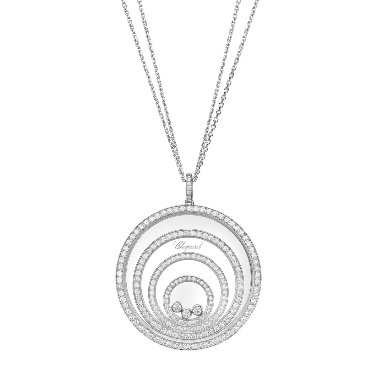 Chopard Happy Diamonds pendant in 18k ethical white gold with moving diamonds