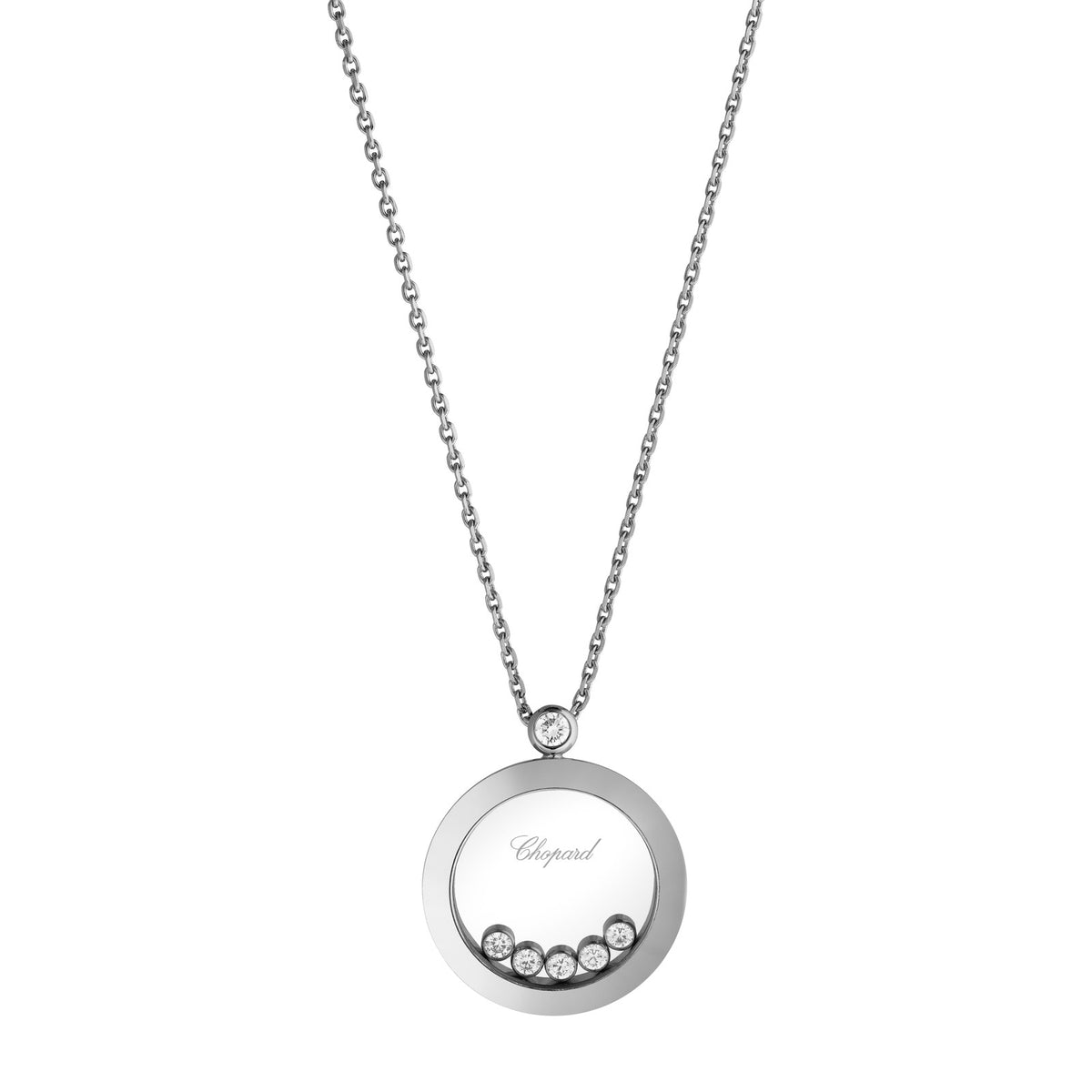 Chopard Happy Diamonds pendant in 18k ethical white gold with moving diamonds