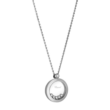 Chopard Happy Diamonds pendant in 18k ethical white gold with moving diamonds, view 2