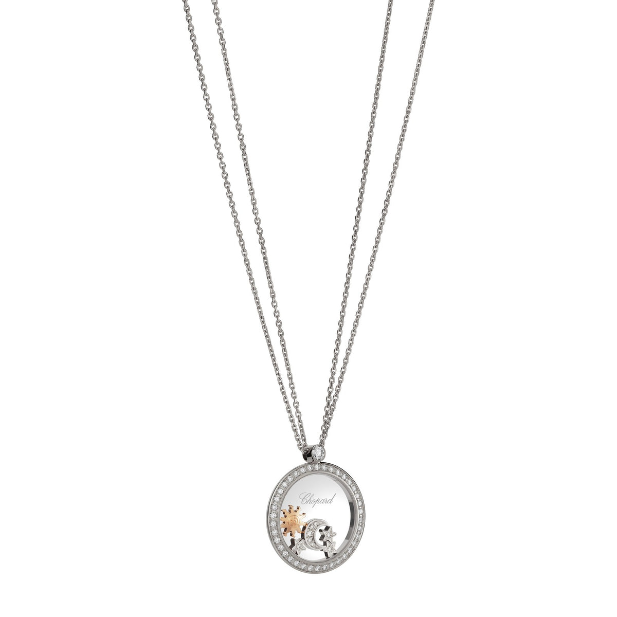 Chopard Happy Diamonds pendant in 18k ethical white gold with diamonds, view 2