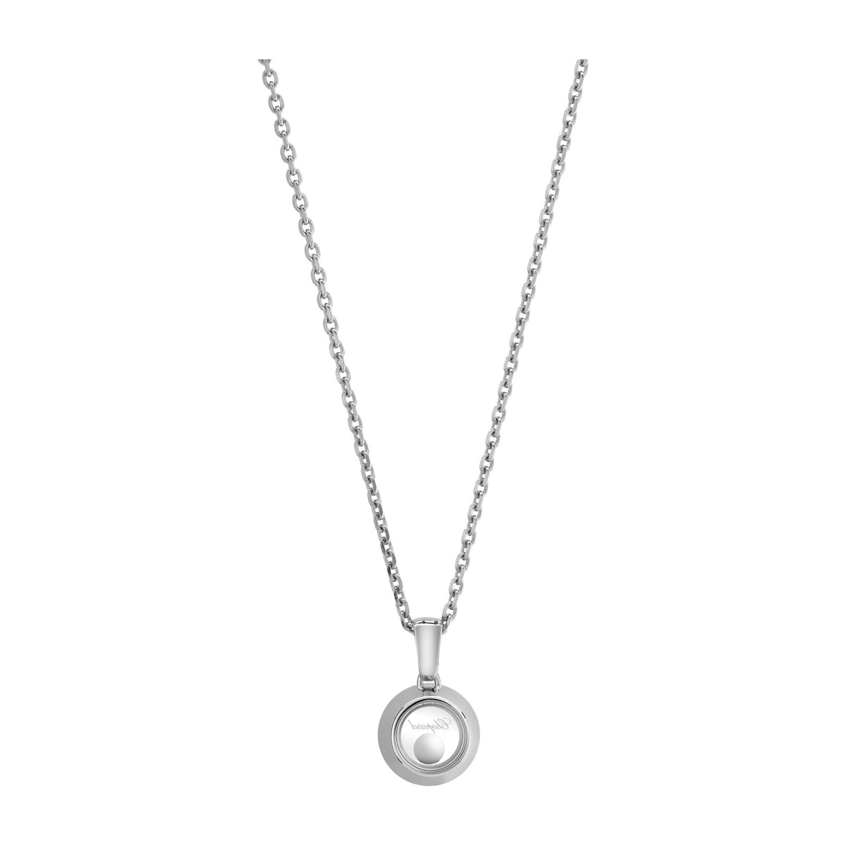 Chopard Happy Diamonds pendant in 18k ethical white gold with moving diamonds, view 4