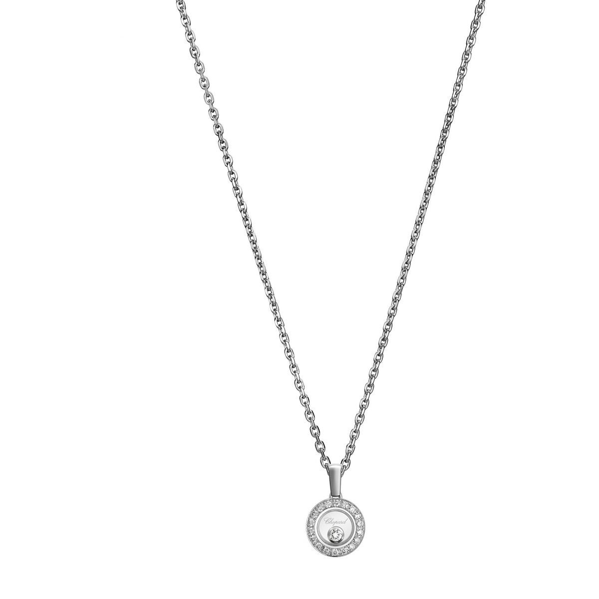 Chopard Happy Diamonds pendant in 18k ethical white gold with moving diamonds
