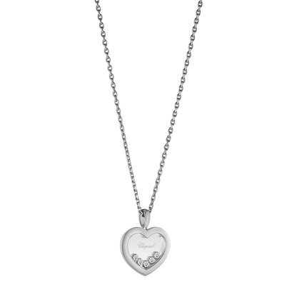 Chopard Happy Diamonds pendant in 18k ethical white gold with moving diamonds, view 2